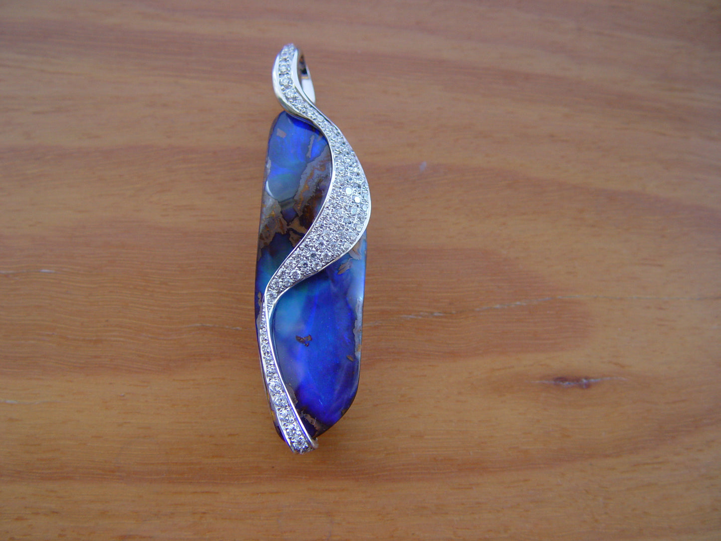 Solid Natural Boulder Opal Pendant set in Silver